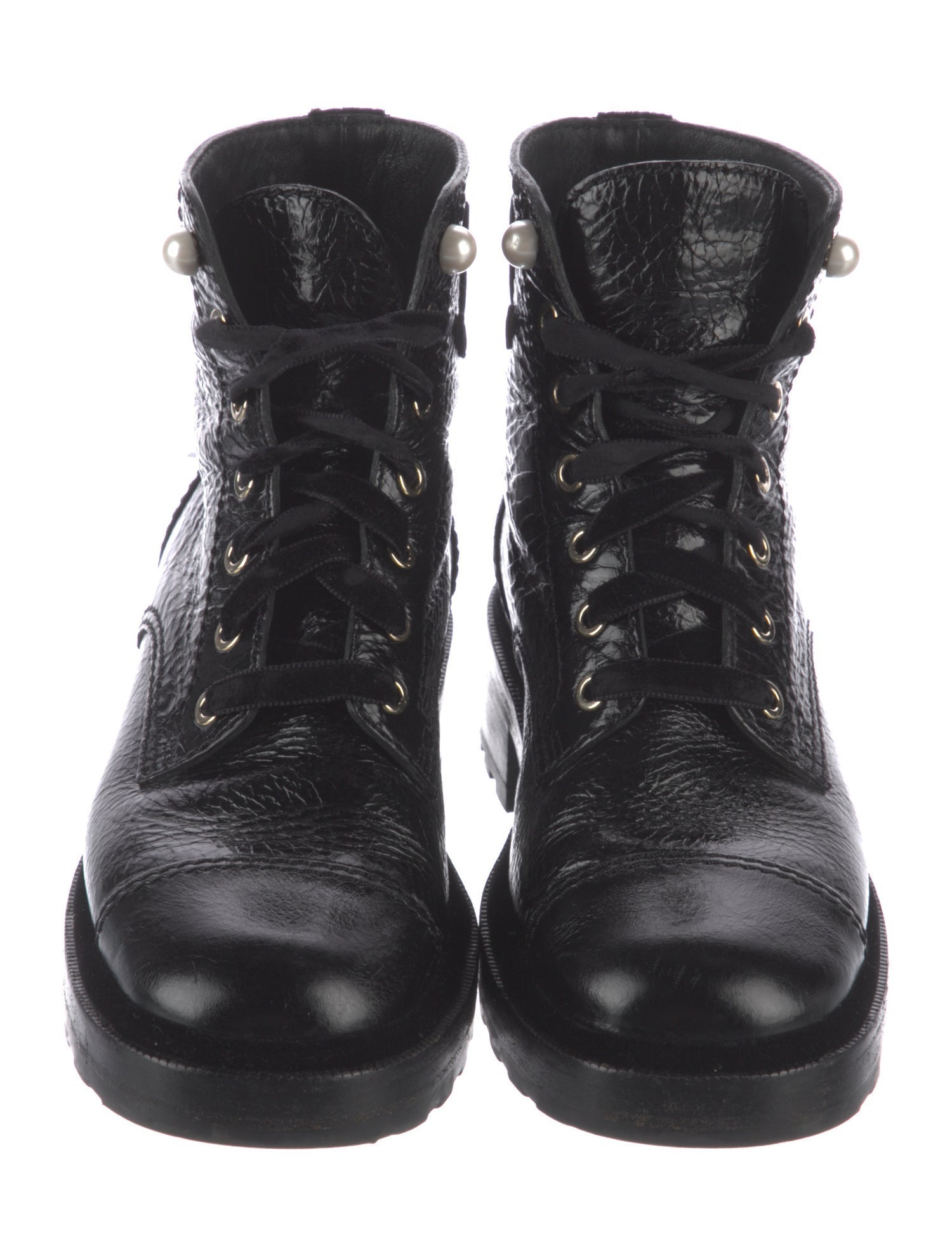 Chanel 2021 Interlocking CC Logo Combat Boots